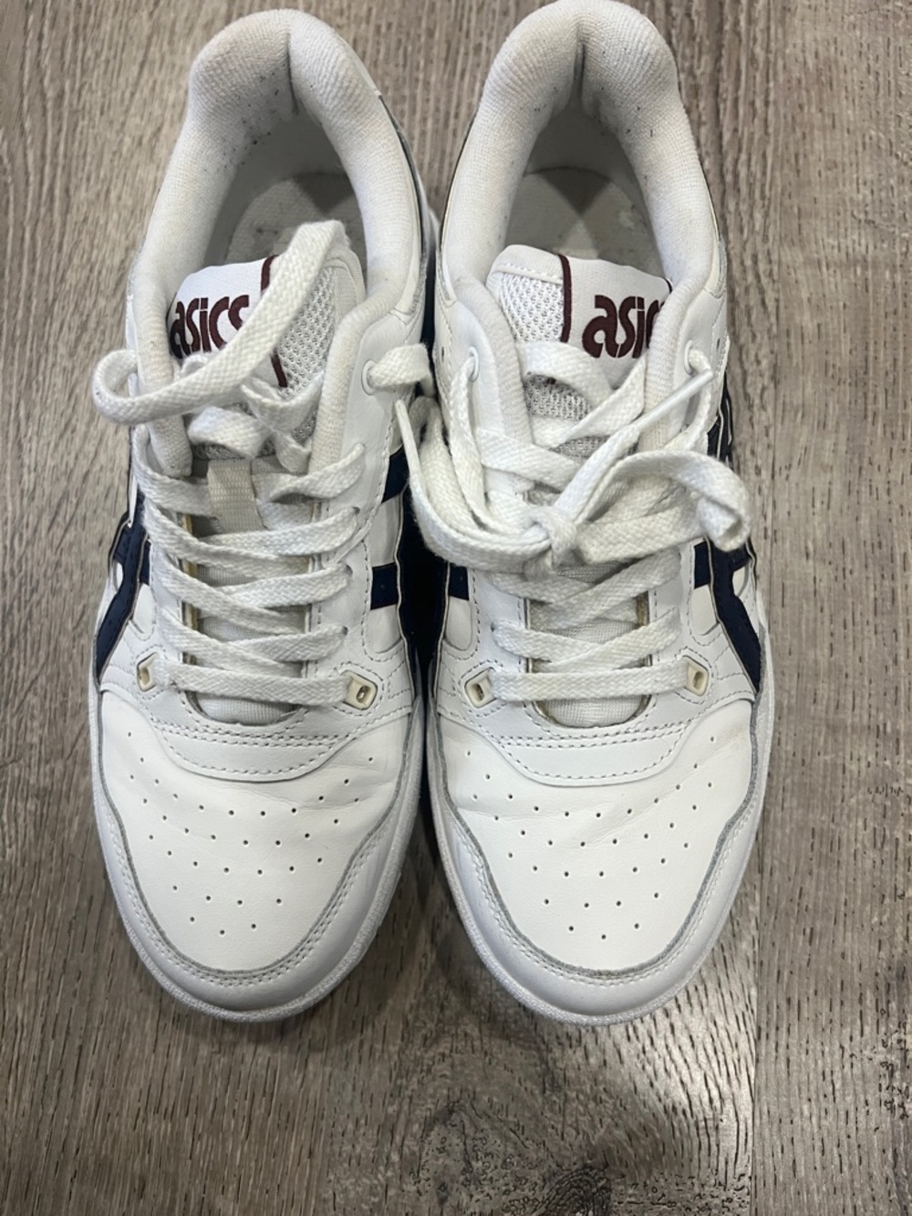 ASICS White and Navy Retro Lace-Up Sneakers